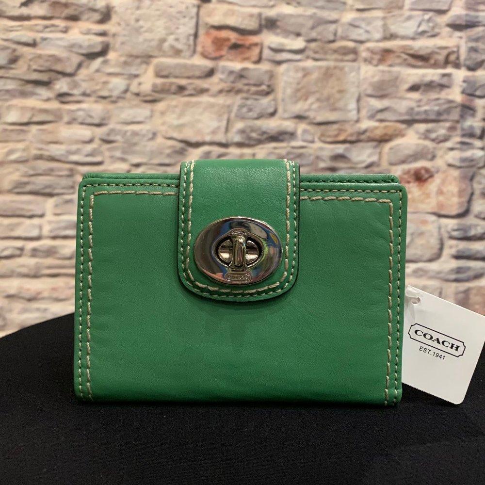Green Coach Leather Wallet, New With Tags